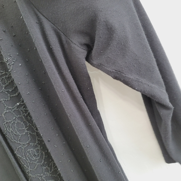 Christopher Banks Black Blouse Top with Faux Cardigan Women's Size Medium - Picture 6 of 13